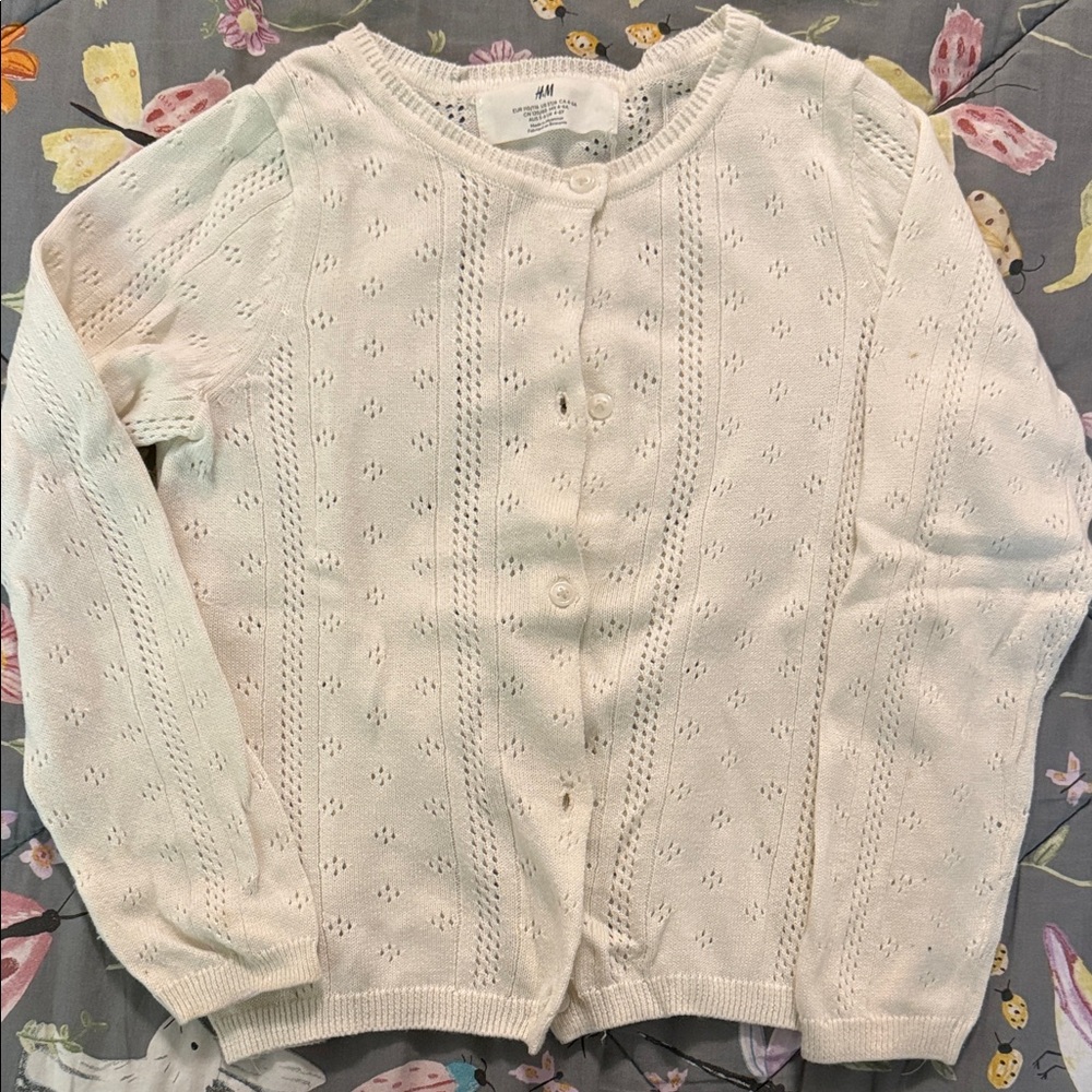 H&M Cream Eyelet Button Cardigan